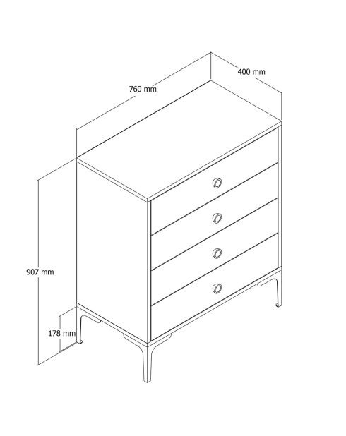 Commode Lizbon noyer/blanc - 76x90.7x40 cm