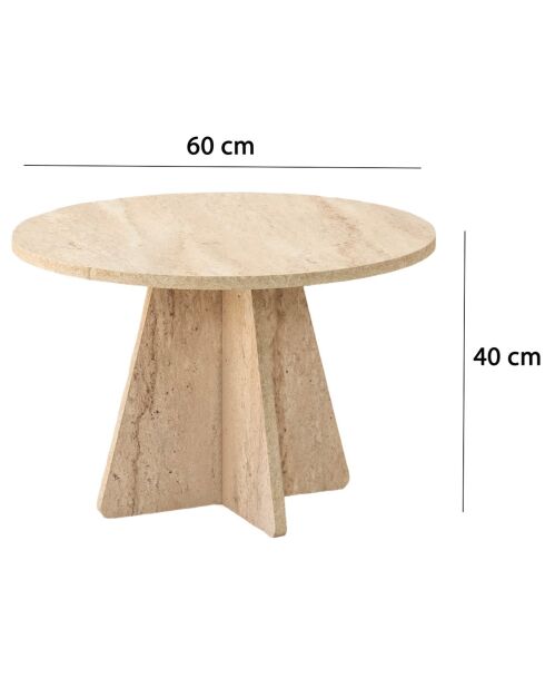 Couchtisch aus Travertin mit Pilzmotiv - D.60x40 cm