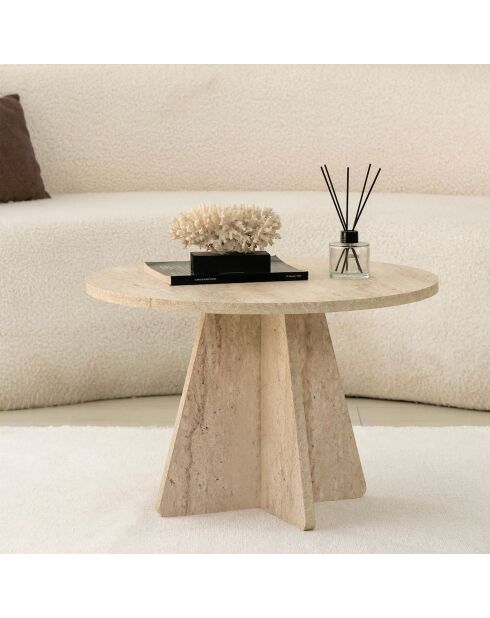 Couchtisch aus Travertin mit Pilzmotiv - D.60x40 cm
