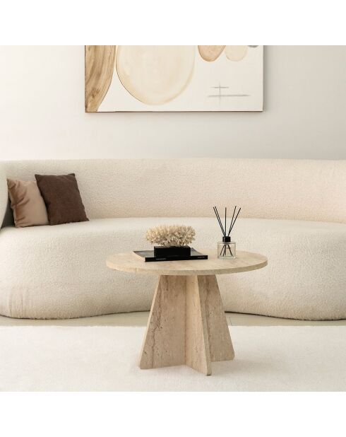 Couchtisch aus Travertin mit Pilzmotiv - D.60x40 cm