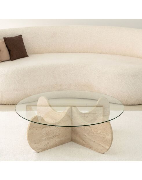 Himalaya-Travertin-Couchtisch - D.90x30 cm