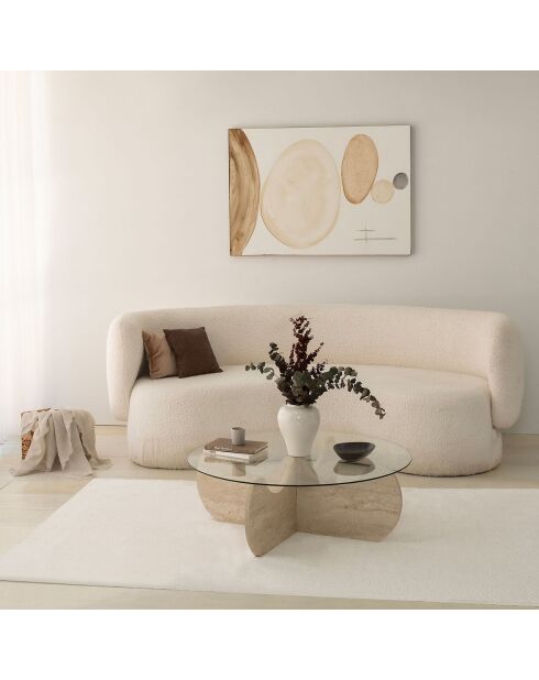 Himalaya-Travertin-Couchtisch - D.90x30 cm