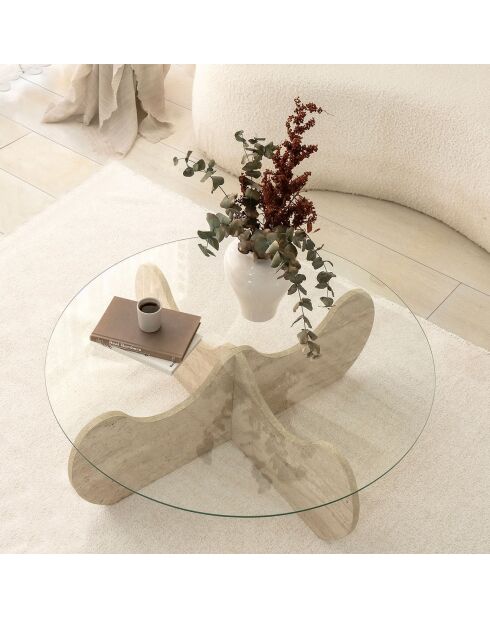 Himalaya-Travertin-Couchtisch - D.90x30 cm