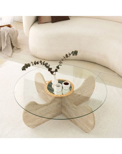 Himalaya-Travertin-Couchtisch - D.90x30 cm