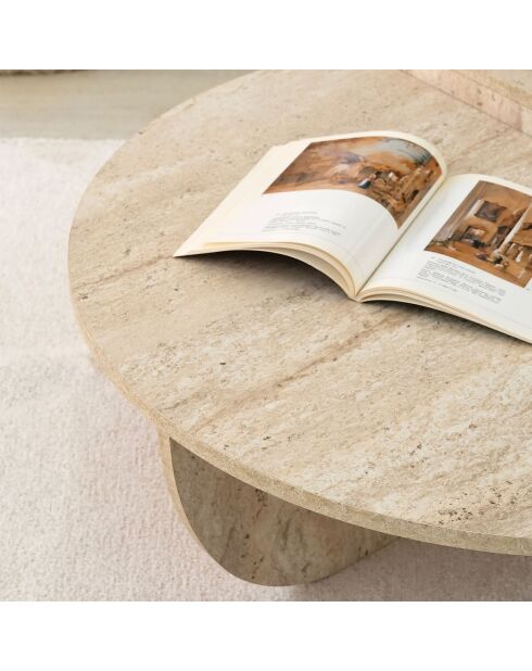 Podium Couchtisch aus Travertin - D.90x35 cm