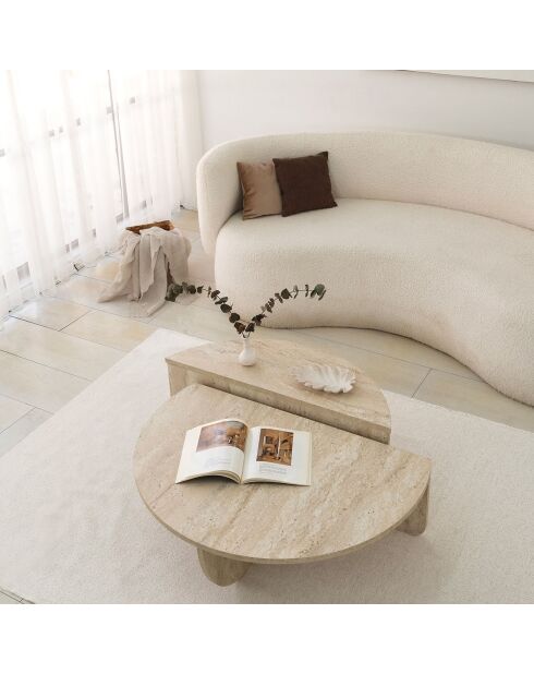 Podium Couchtisch aus Travertin - D.90x35 cm