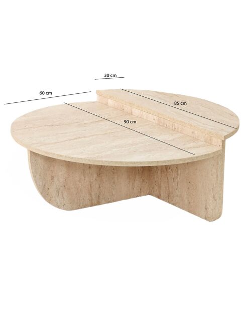 Podium Couchtisch aus Travertin - D.90x35 cm