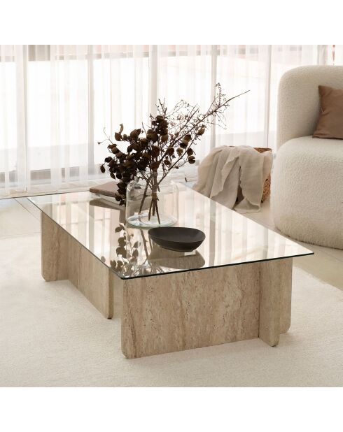 Mesita Escape de travertino - 105x30x65 cm