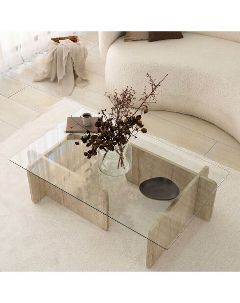 Mesita Escape de travertino - 105x30x65 cm