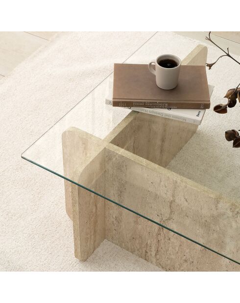 Mesita Escape de travertino - 105x30x65 cm