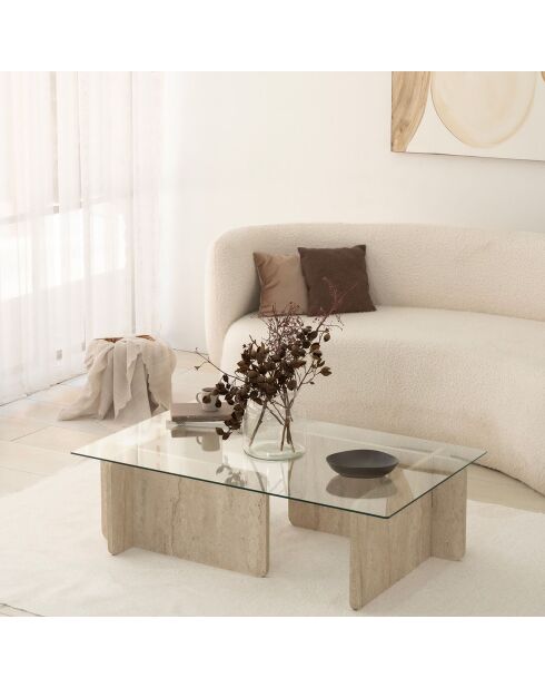 Mesita Escape de travertino - 105x30x65 cm