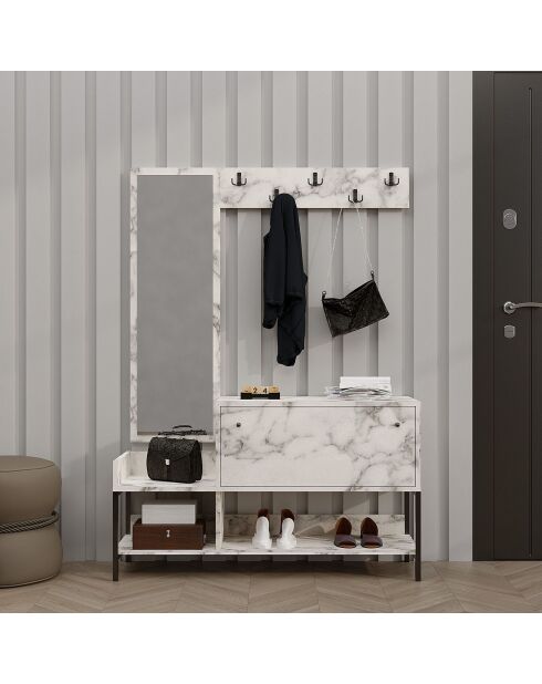 Meuble à chaussure Nonso marbre de carrare - 120x70x35 cm