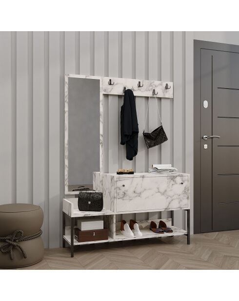 Meuble à chaussure Nonso marbre de carrare - 120x70x35 cm