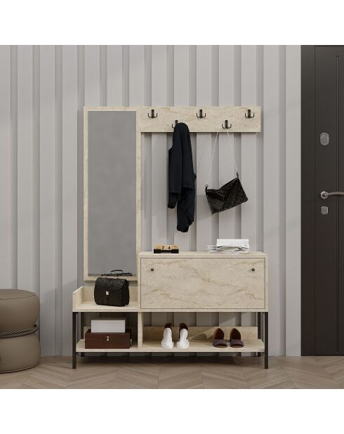 Meuble à chaussure Nonso travertin - 120x70x35 cm