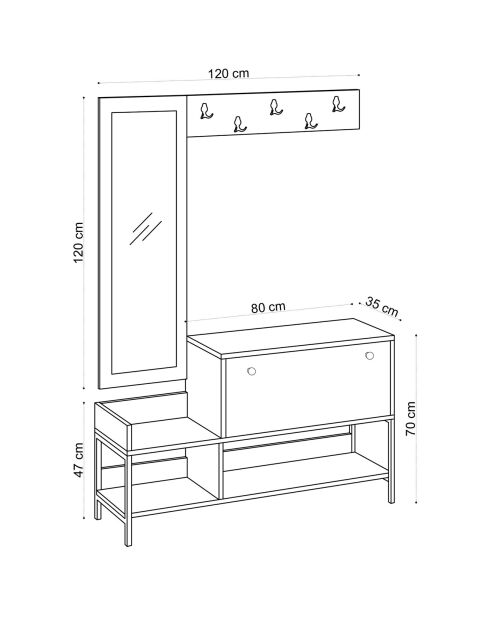 Meuble à chaussure Nonso travertin - 120x70x35 cm