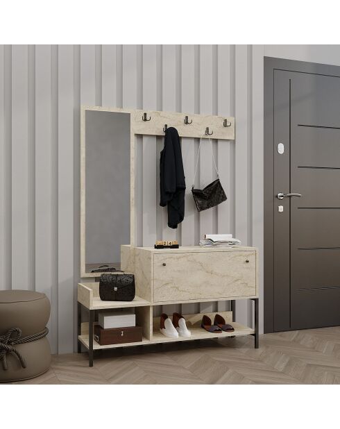 Meuble à chaussure Nonso travertin - 120x70x35 cm