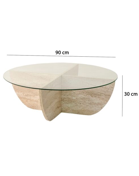 Salontafel Lily travertin - D.90x30 cm