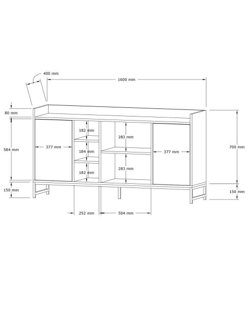 Buffet Vuslat travertin - 160x85x40 cm