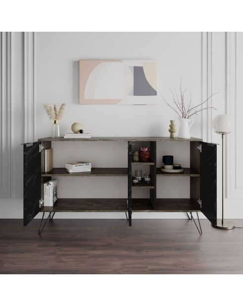 Buffet Clara marron foncé/bendir - 142x83x35.6 cm