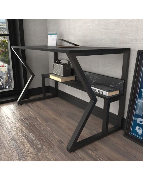 Bureau Wake marbre/noir - 120x72.8x60 cm