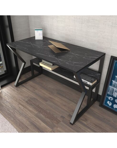 Bureau Wake marbre/noir - 120x72.8x60 cm