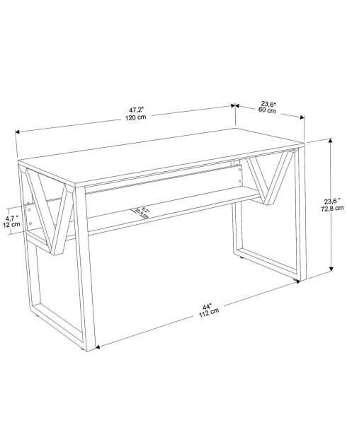 Bureau Lona noir - 120x72.8x60 cm