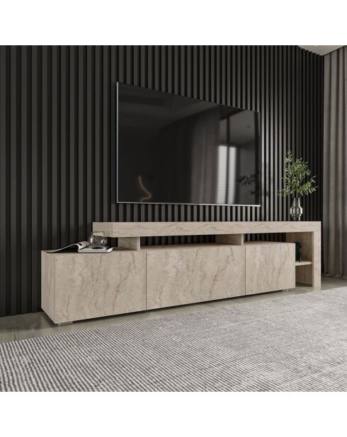 Meuble TV Beliz travertin - 192x53x37 cm