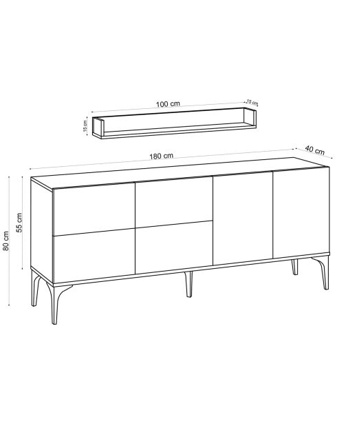 Buffet Stella marbre de carrare - 180x55x40 cm
