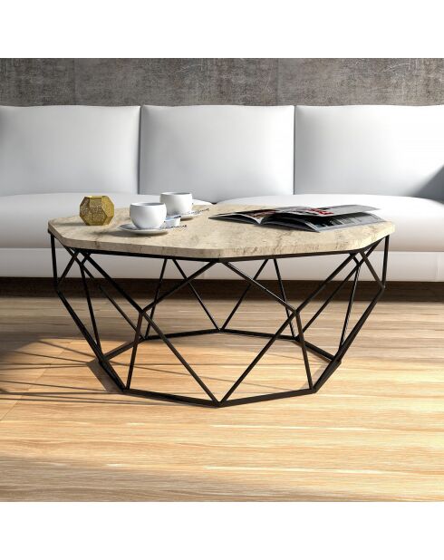 Table basse Diamond travertin - 90x38x90 cm