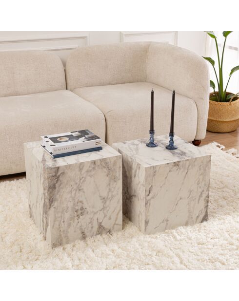 2 Tables basses Küp Set marbre freesia