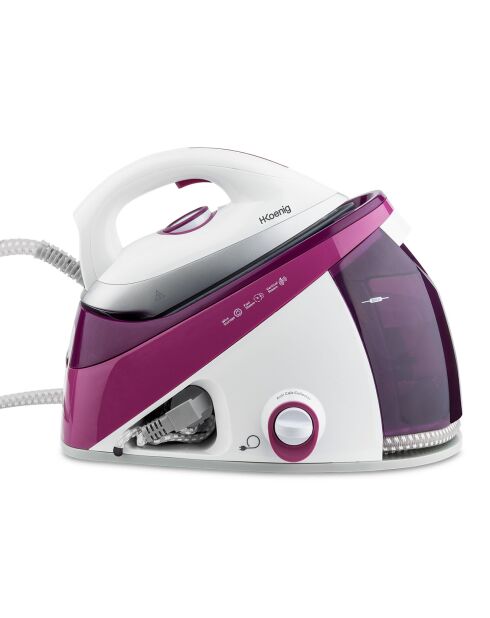 Stoomgenerator van 1,1 liter met keramische zool V26 wit/mauve - 5,4 bar