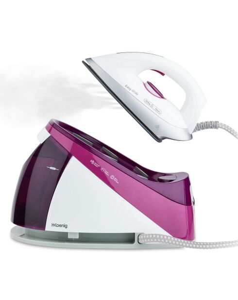 Stoomgenerator van 1,1 liter met keramische zool V26 wit/mauve - 5,4 bar