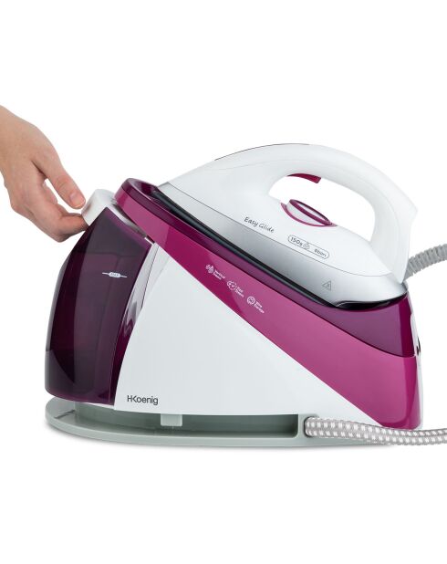 Stoomgenerator van 1,1 liter met keramische zool V26 wit/mauve - 5,4 bar