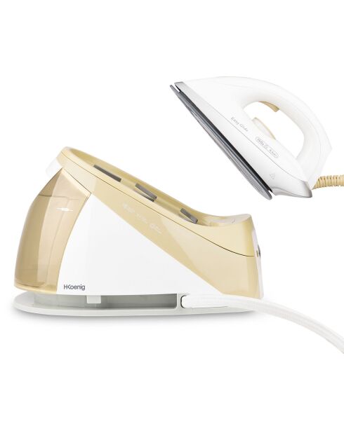 Stoomstation van 1,1 liter met keramische zool V28 wit/goud - 6 staven