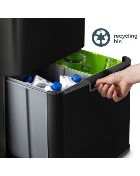 Cubo de clasificación de acero inoxidable negro - 69L