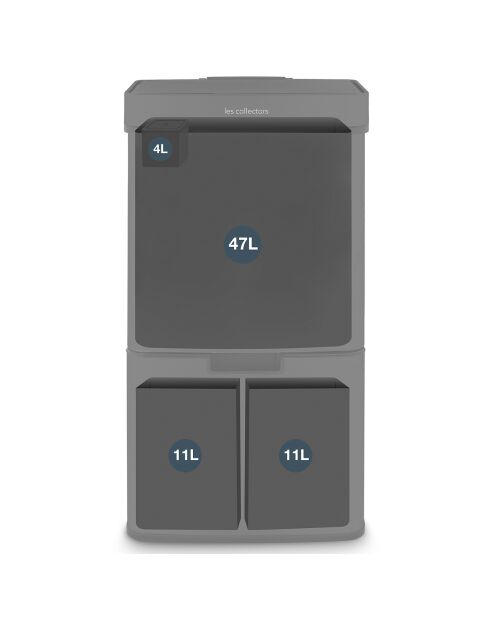 Schwarzer Edelstahl-Sortierbehälter — 69 l