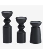 3 Bougeoirs bois design  boston noirs