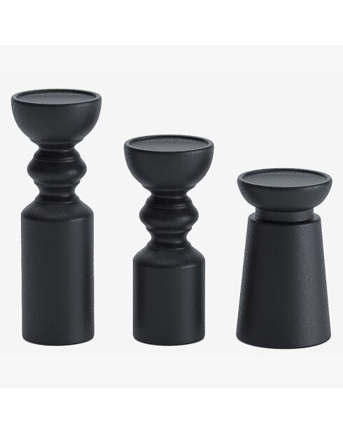 3 Bougeoirs bois design  boston noirs