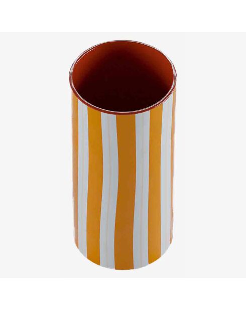 Vase cylindrique à rayures, grand modèle Orlando orange - 8.5x8.5x23.5 cm