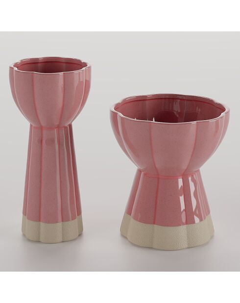 2 Vases design vintage en céramique vienne roses