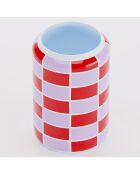 Vase cylindrique à damier céramique Macao rouge - 13x13x19.4 cm