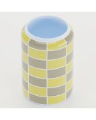 Vase cylindrique à damier céramique Macao jaune - 13x13x19.4 cm