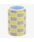 Vase cylindrique à damier céramique Macao jaune - 13x13x19.4 cm