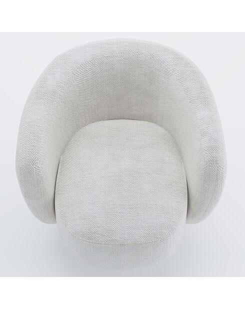 Fauteuil pivotant en tissu chenille Salma blanc - 78x81x77 cm