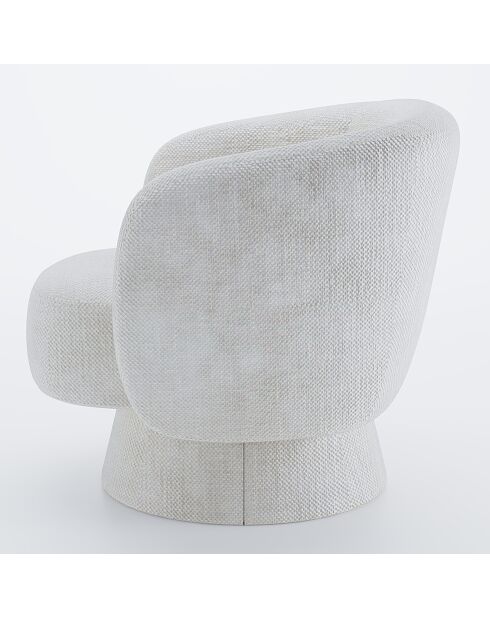 Fauteuil pivotant en tissu chenille Salma blanc - 78x81x77 cm