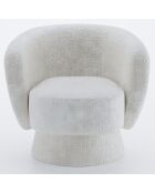 Fauteuil pivotant en tissu chenille Salma blanc - 78x81x77 cm