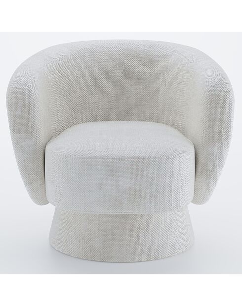 Fauteuil pivotant en tissu chenille Salma blanc - 78x81x77 cm