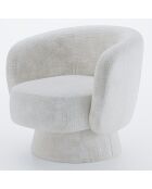 Fauteuil pivotant en tissu chenille Salma blanc - 78x81x77 cm