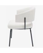 2 Chaises avec accoudoir tissu chenille silva blanches - 59x54.5x79.5 cm