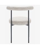 2 Chaises de table bouclette scarlett gris/blanc - 53.5x51.5x79 cm